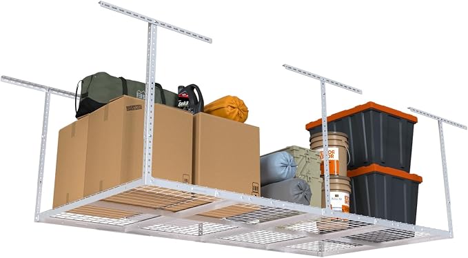 4ftx8ft Overhead Garage Storage Rack, Heavy-Duty Metal Garage Ceiling Storage by eShelf