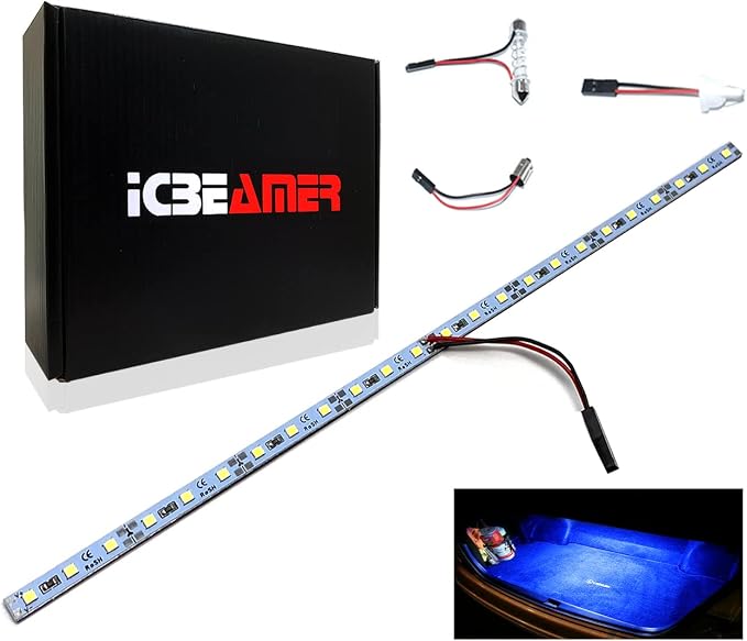ICBEAMER 12" High Power Blue 18 SMDs 2835 LED Strip Light Universal Fit Car by ICBEAMER