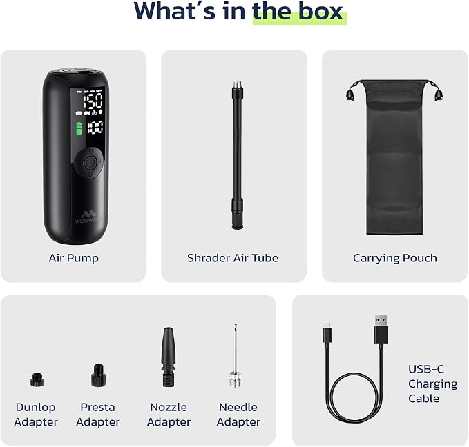 Woowind Tire Inflator Portable Air Compressor, Electric Bike Tire Pump - Image 8