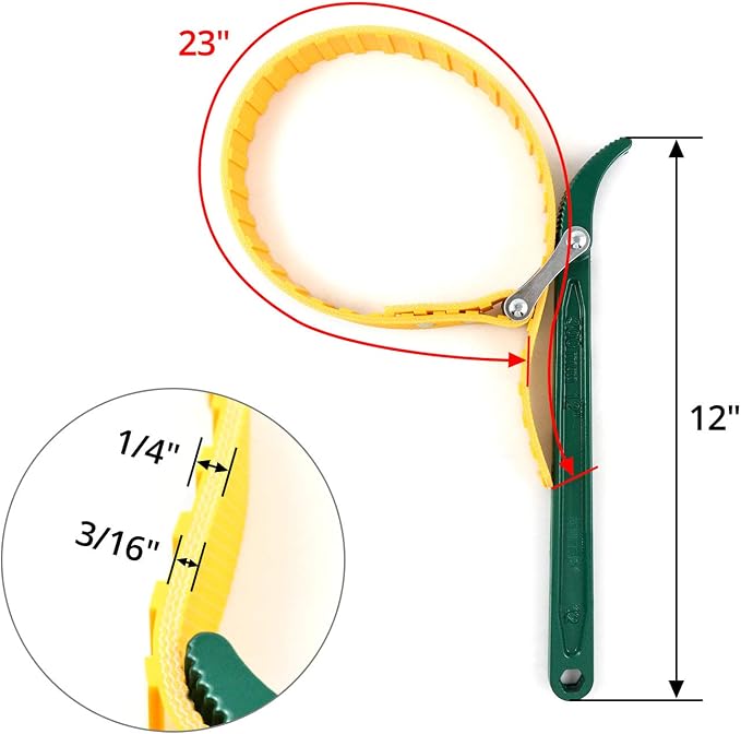 QWORK® Belt Strap Wrench 12", Adjustable Strap Oil Filter Strap Opener Wrench - Image 5