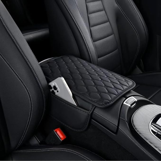 Car Armrest Cover Leather Car Console Covers Box Pad by Rneswi