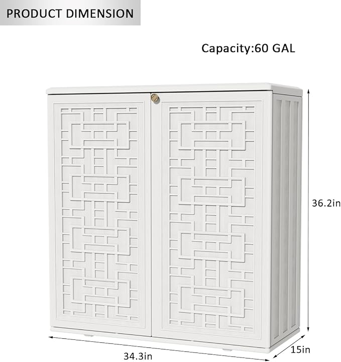 KINYING Outdoor Storage Cabinet Waterproof, Resin 60 Gallon Deck Box - Image 3
