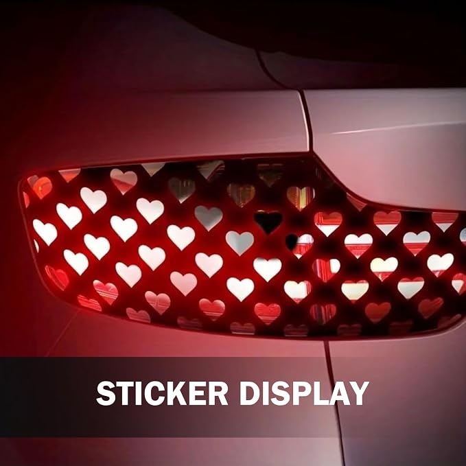 Car Rear Tail Light Lamp Stickers, Hollow Heart Pattern Sticker, Waterproof - Image 6