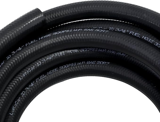 LokoCar Rubber Fuel Hose Line Push Lock 3/4" ID SAE 30R7 NBR 25ft 300PSI Black - Image 2