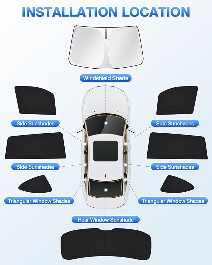 Windshield Sun Shade for 2020-2025 2026 Toyota Highlander Accessories Side Rear - Image 6