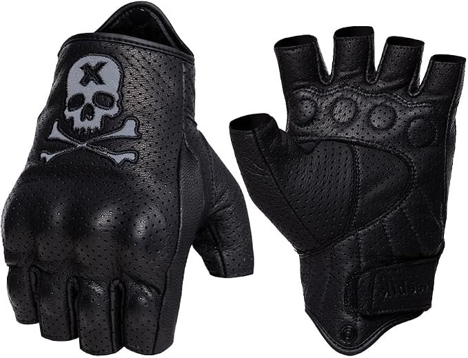 Goatskin Leather Motorcycle Motorbike Powersports Racing Gloves Reflective by Keebik