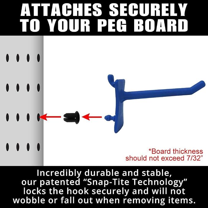 PegPro® 2" Hooks Kit for Standard “Wood Fiber” pegboard – Durable Plastic - Image 4