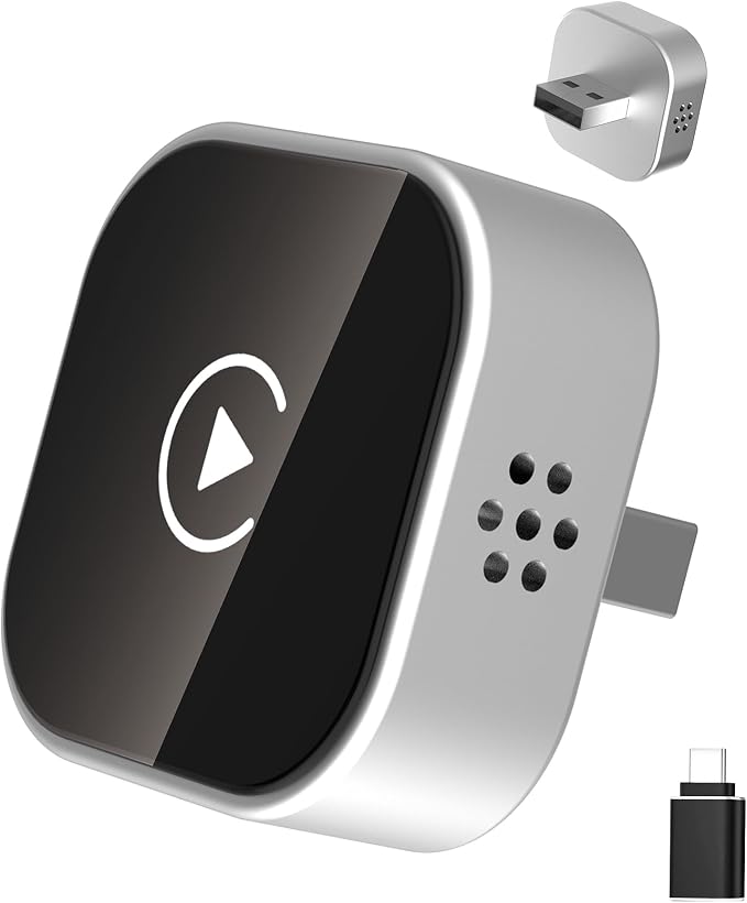 CarPlay Wireless Adapter, Plug-and-Play, Supports CarPlay+Android Auto by Unknown