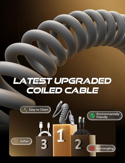 LISEN Coiled USB C Cable, 2 Pack - Image 5
