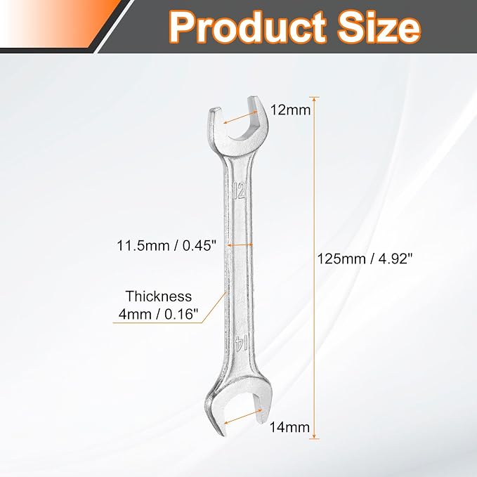 HARFINGTON 2pcs Double Open End Wrench 12mm x 14mm Metric 15 Degree Offset - Image 2