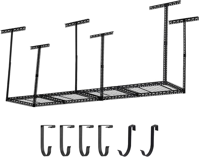 Overhead Garage Storage Rack 2x8 FT, Steel Ceiling Shelves 660lb Capacity by JustSmart