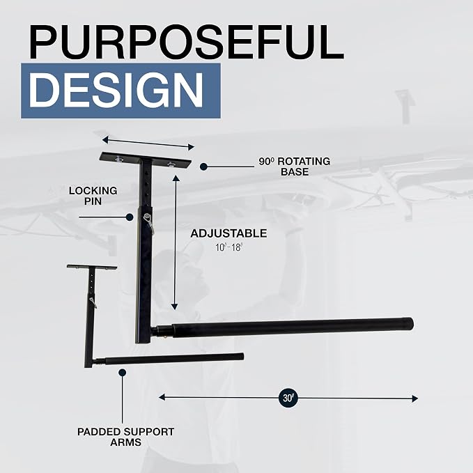 StoreYourBoard Adjustable Kayak Ceiling Rack – Hi Port 2 Garage Ceiling Kayak - Image 2
