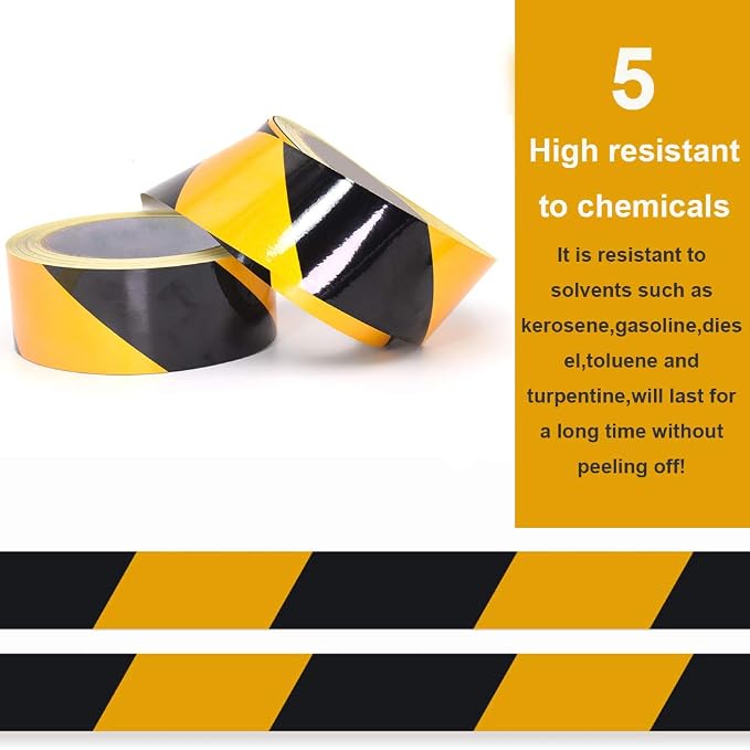 Waterproof Reflective Safety Tape Roll 2"X150' Yellow Black Striped Floor - Image 5