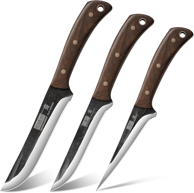 Butcher Knife Set 3-Piece, Super Sharp Hand Forged Fillet Knife & Dividing by HOSHANHO
