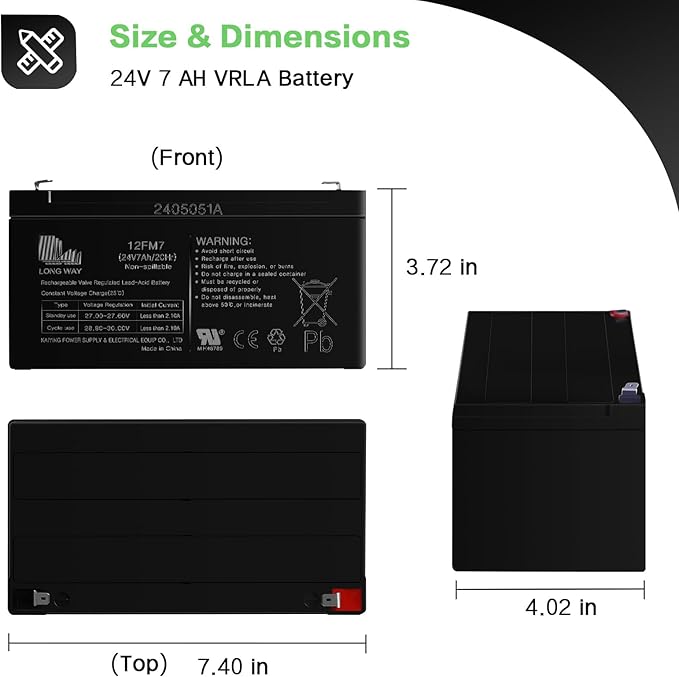 OTTARO 24V 7AH Battery for Ride on Car UTV - Image 3