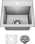 KRAUS Fairlane 15-inch Drop In/Top Mount Single Bowl 18-Gauge Stainless Steel by KRAUS