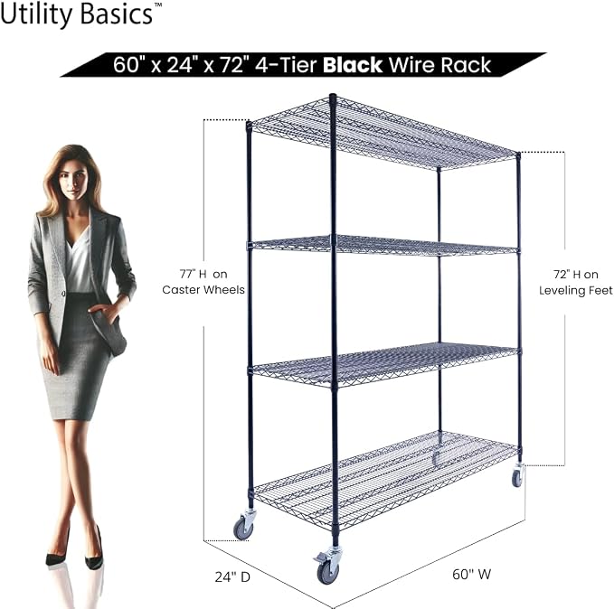 60"x24"x72" Premium Metal Steel 4-Tier Wire Shelving NSF 3200 LBS MAX Capacity - Image 2