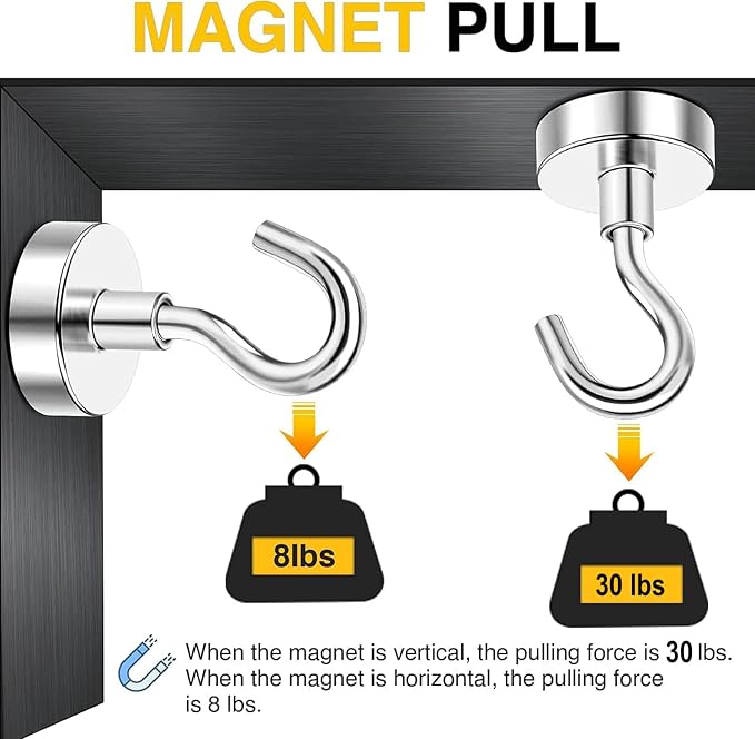 DIYMAG Magnetic Hooks, 30lbs+ Magnet Hook 2025 Cruise Cabin Ship Essentials - Image 4