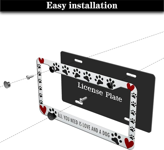 License Plate Frames Black, and Red License Plate Frame All You Need is Love - Image 7