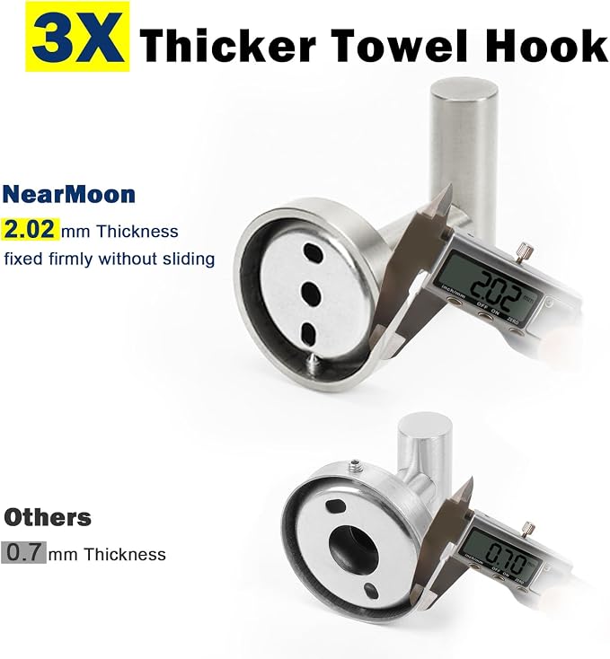 NearMoon Bath Towel Hooks- SUS 304 Stainless Steel Robe Hook Holder, Heavy Duty - Image 4