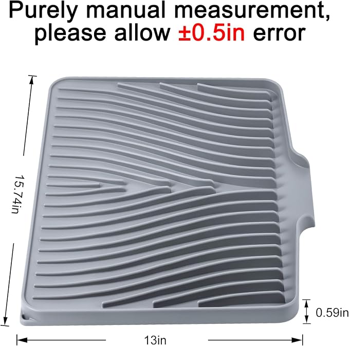 Silicone Dish Drying Mat for Kitchen Counter, Dish Drying Pad, Non-Slip Drain - Image 2