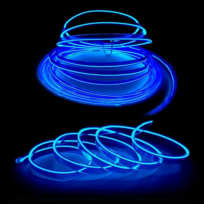 El Wire Blue Interior Car LED Strip Lights, 5M Neon Wire USB 5V - Image 3