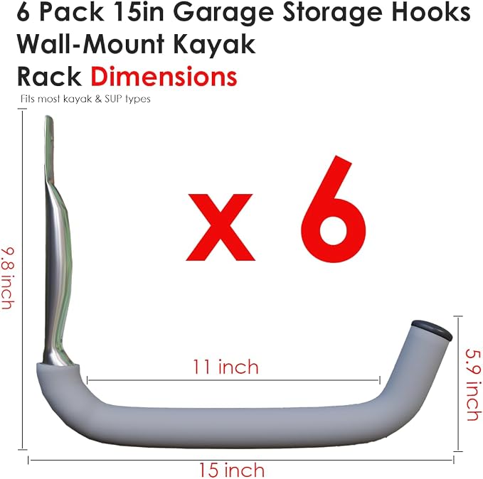 6 Pack Garage Hooks Heavy Duty, Garage Storage Organizer - Image 4