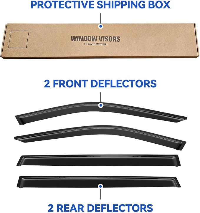 Window Visors Rain Guards for 2020-2025 Toyota Highlander, Out-Channel Window - Image 6
