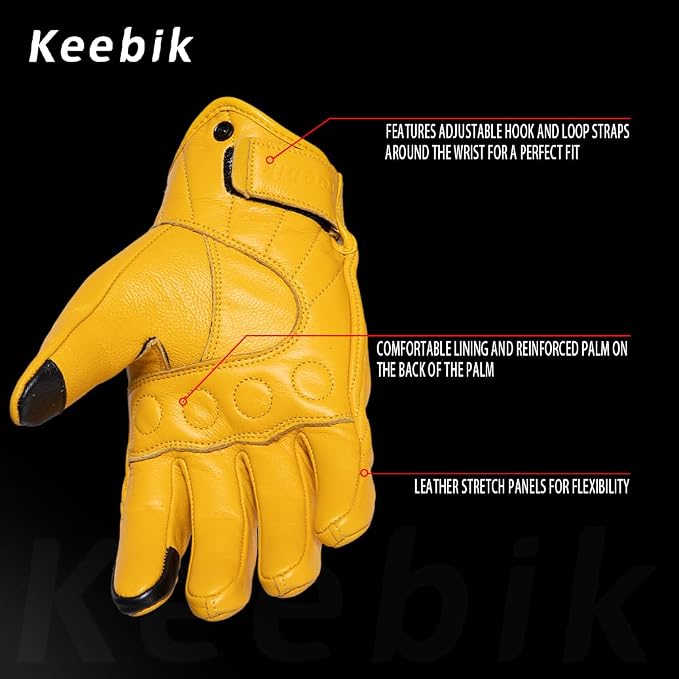 Goatskin Leather Motorcycle Motorbike Powersports Racing Gloves Reflective - Image 3