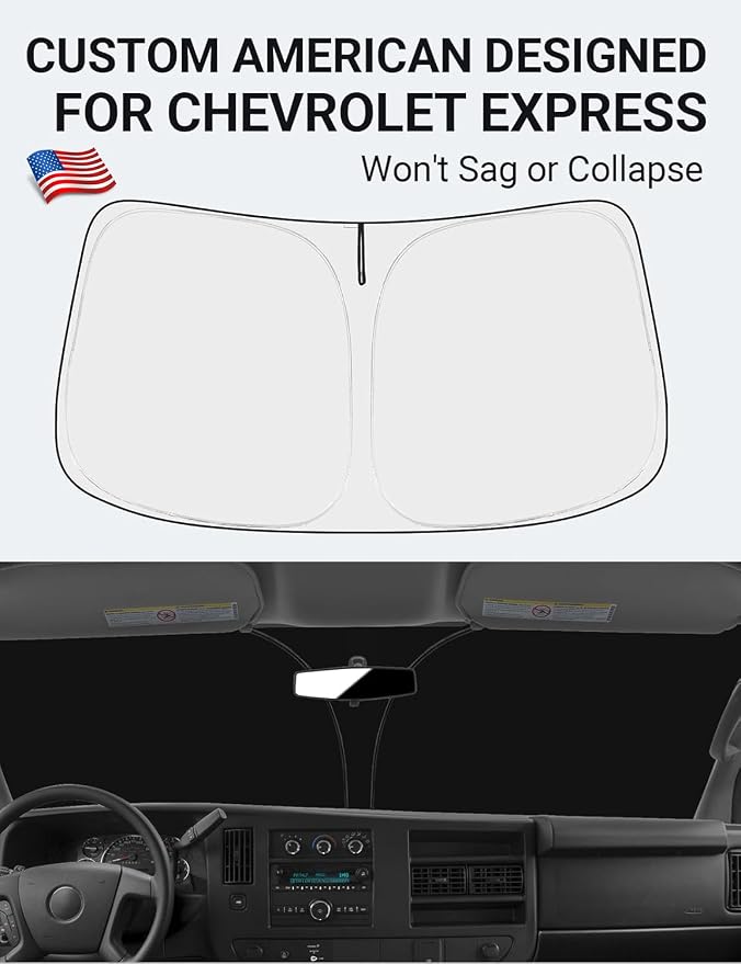 Proadsy for Chevrolet Express Cargo Van 1996-2024 2025 Windshield Sun Shade - Image 2