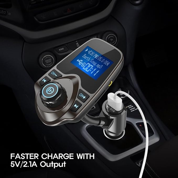 Nulaxy Bluetooth Car FM Transmitter Audio Adapter Receiver Wireless Handsfree - Image 6