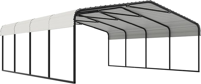 20x20 FT Carport with Metal Roof, Heavy Duty Metal Carport Canopy, Garage Car - Image 3