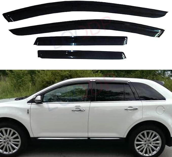 4pcs Front+Rear Smoke Sun/Rain Guard Outside Mount Tape-On Window Visors by LQQDP