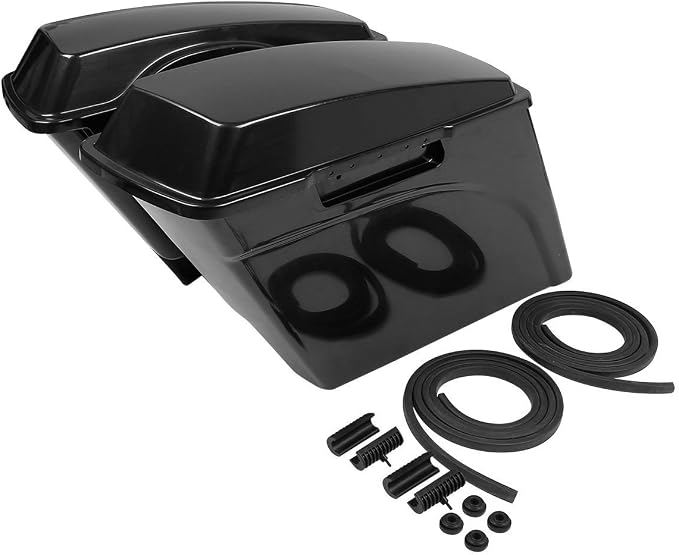 XFMT Unpainted 5" Stretched Extended Hard Saddlebags Dual Exhaust Compatible - Image 3
