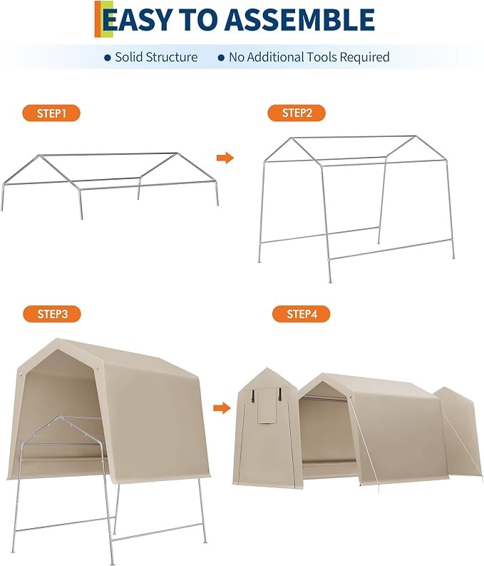 6x8 Ft Carport Heavy Duty Tent - Image 7
