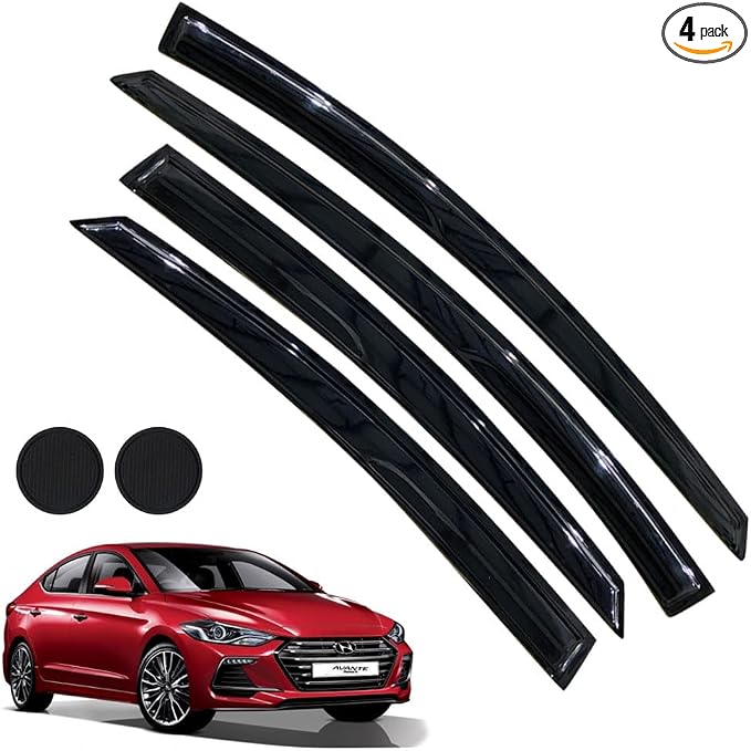 Rain Guards for Hyundai Elantra Sedan 2011-2016, Tape-on Side Window Deflectors by LETINGFAR