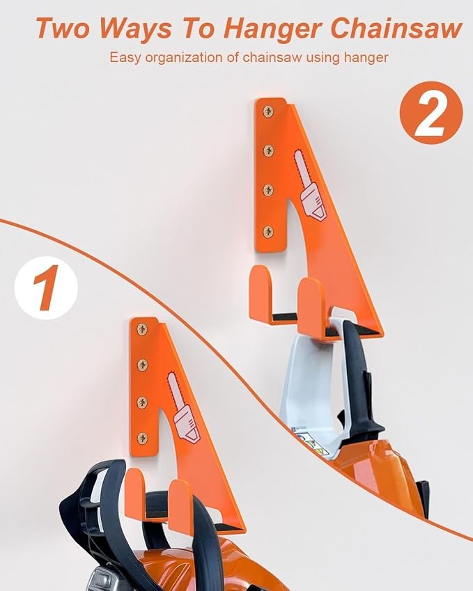 Chainsaw Holder -4 Pack- 180LB Heavy-Duty Alloy Steel Wall Mount Set, Chainsaw - Image 2