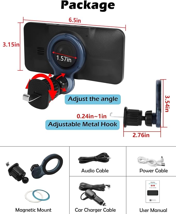 NikoMaku Wireless Carplay Screen, Portable Android Auto Car Stereo - Image 7