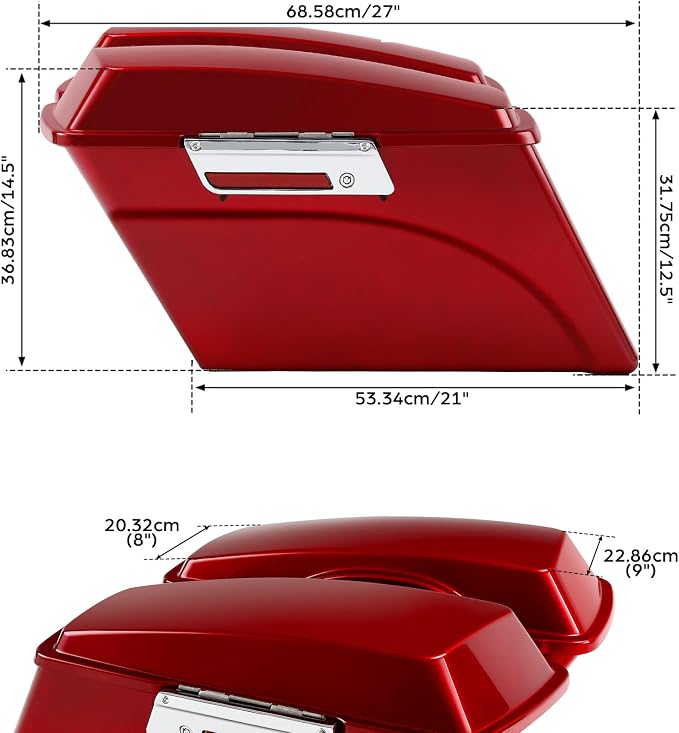 XFMT Motorcycle Saddlebags Red Hard Saddle Bags Trunk - Image 3