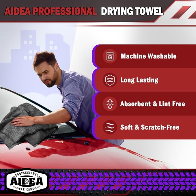 AIDEA Microfiber Towels for Cars-2PK, Large Professional Car Drying Towel - Image 4