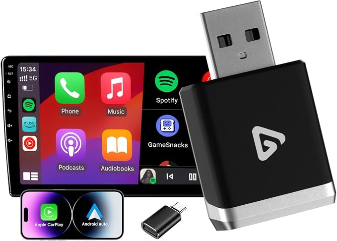 Wireless CarPlay Adapter for Apple iPhone & Android 2025 Upgrade Mini 2-in-1 by Unknown