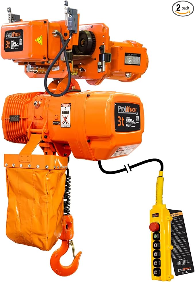 Prowinch 3 Ton Electric Chain Hoist Power Trolley 1 Speed 30 ft. G100 Chain by Prowinch