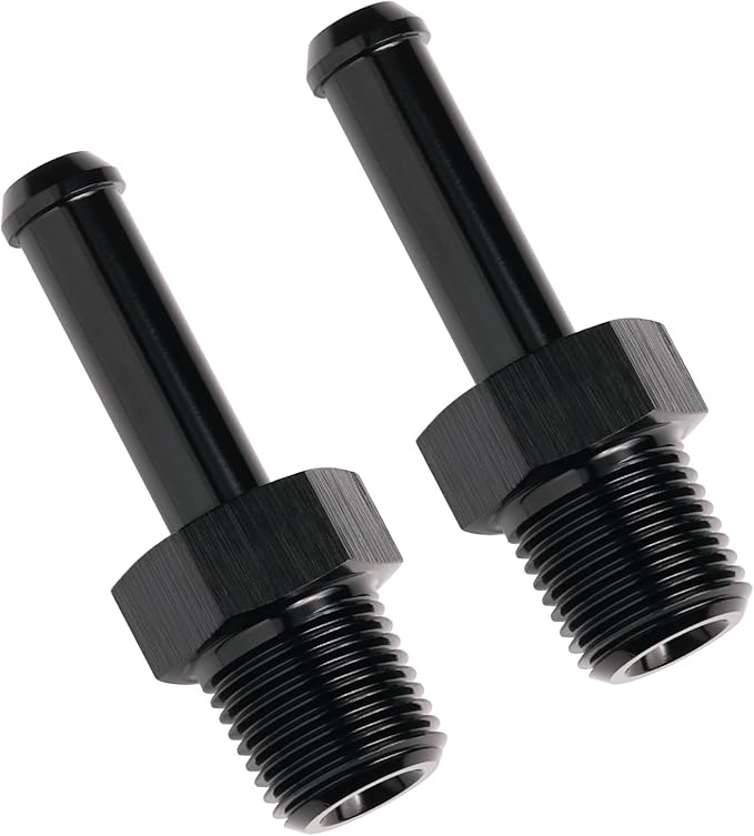 1/8 NPT Male to 1/4" Hose Barb Fitting Adapter Nipple Straight Aluminum Black by Podavelle