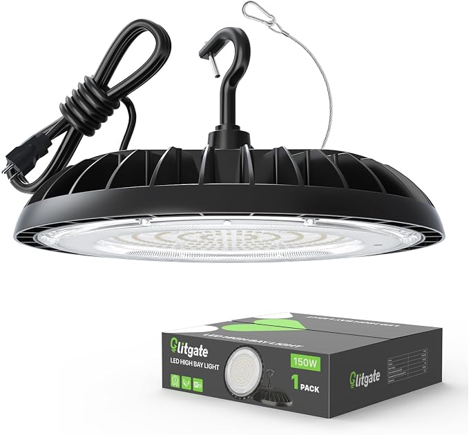 LED High Bay Light 150W, 21000lm 5000K UFO Led High Bay Light, Commercial Bay by Glitgate