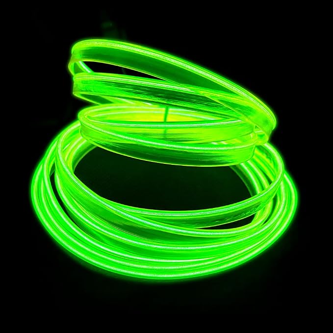 El Wire Lemon Green Interior Car LED Strip Lights, 10M Neon Wire USB 5V - Image 3
