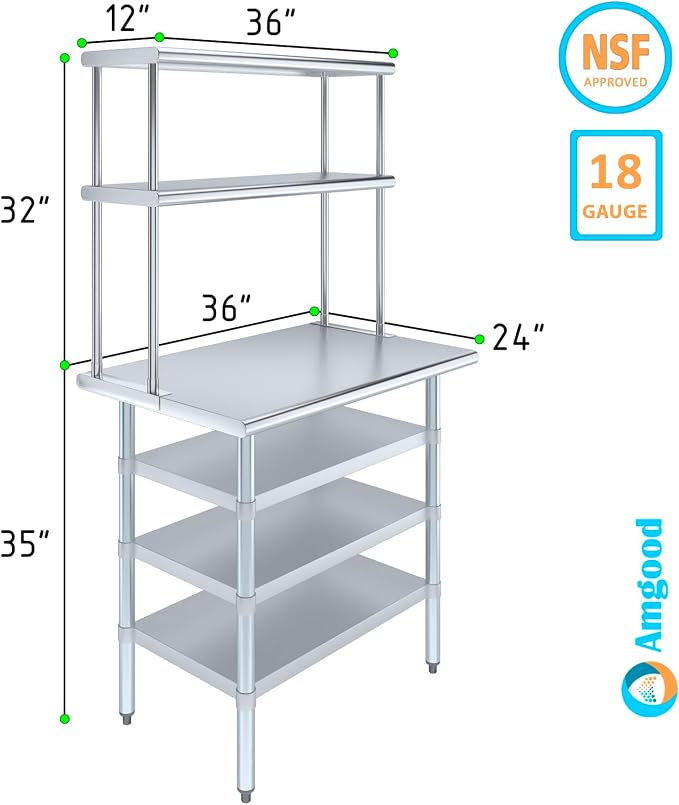Amgood 24" x 36" Stainless Steel Work Table - Image 3