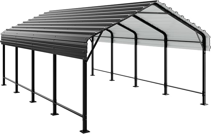 JAMFLY Carport, 12X15 FT Metal Carport, Heavy Duty Carport Canopy - Image 8