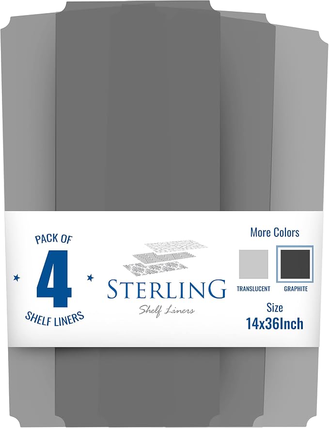 Shelf Liners for Wire Shelf System: Set of 4 in Graphite: 14 x 36 inch: Plastic - Image 3