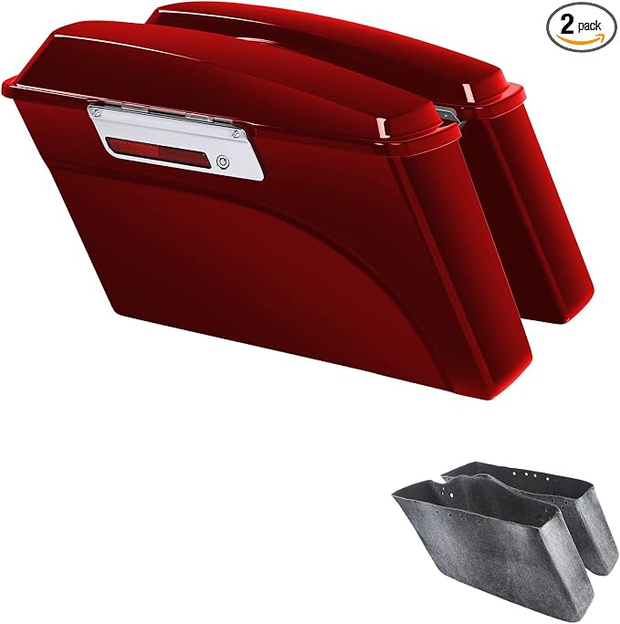 XFMT Motorcycle Saddlebags Red Hard Saddle Bags Trunk by XFMT