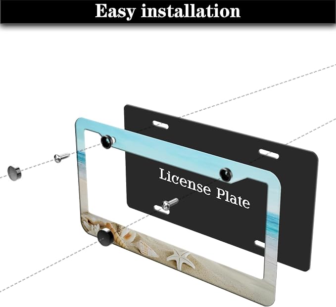 Front License Plate Bracket Multicolor License Plate Frames Beach Ocean - Image 7